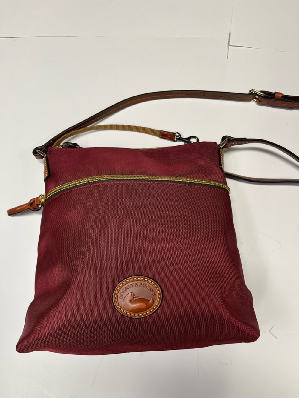 Dooney & Bourke Wine Nylon Crossbody with Leather Trim